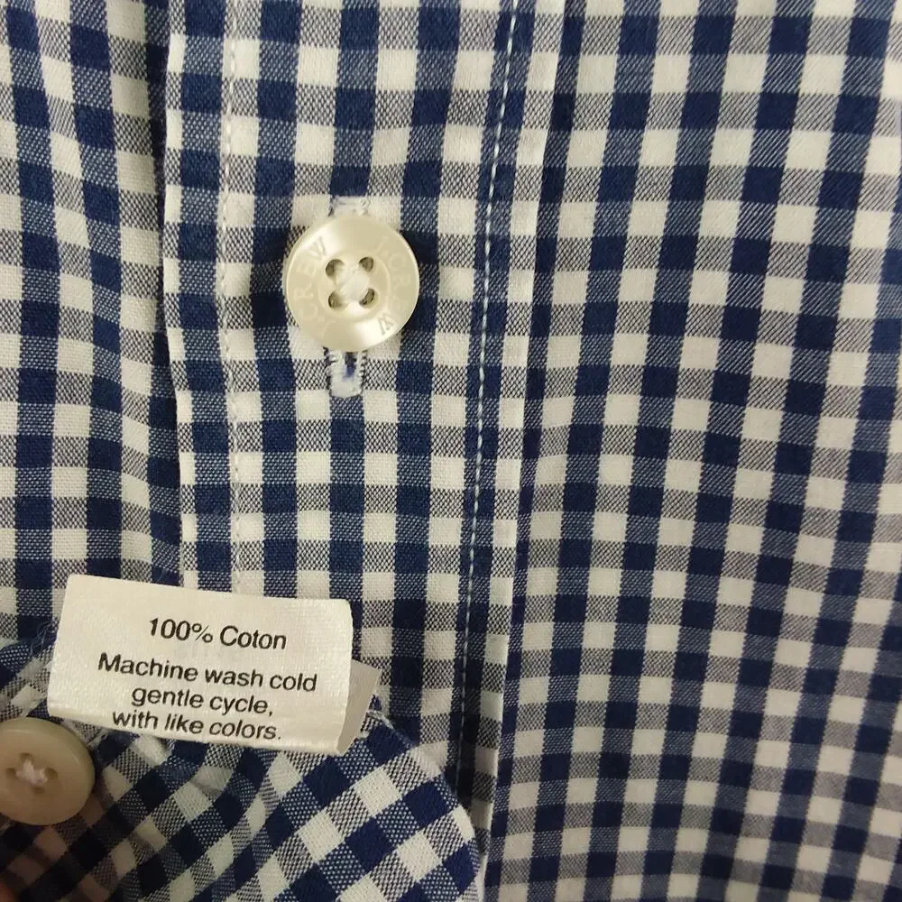 J. Crew Button Down Classic Shirt Men's‎ XL Blue & White Gingham Check Gorpcore